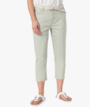 Pantacourt femme  en toile extensible avec ceinture tressée vue1 - GEMO(FEMME PAP) - GEMO