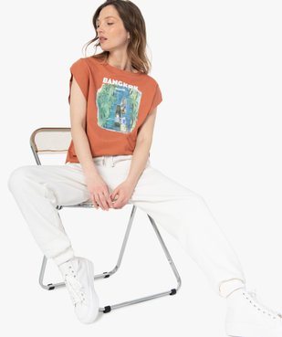 Tee-shirt femme sans manches avec motif sur le buste vue5 - GEMO(FEMME PAP) - GEMO