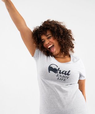 Chemise de nuit à manches courtes avec motifs femme grande taille vue2 - GEMO 4G FEMME - GEMO