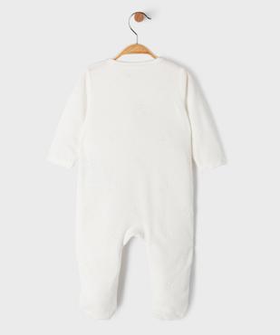 Pyjama en velours ouverture devant avec message  bébé vue3 - GEMO 4G BEBE - GEMO