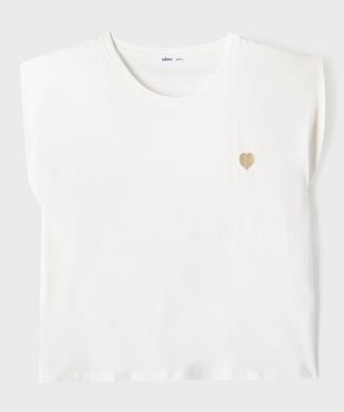 Tee-shirt à manches ultra-courtes avec coeur brodé femme grande taille vue1 - GEMO (G TAILLE) - GEMO