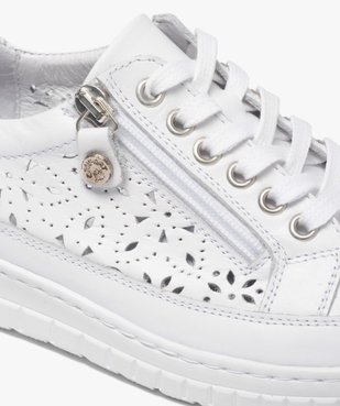 Tennis femme en cuir unies avec perforations sur les côtés vue6 - GEMO (SPORTSWR) - GEMO
