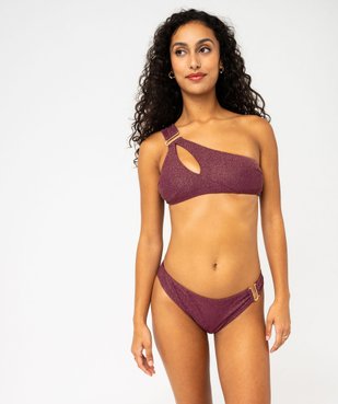 Haut de maillot de bain pailleté forme brassière asymétrique femme vue3 - GEMO 4G FEMME - GEMO