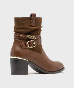 Bottines à talon avec tige drapée et brides à la cheville femme - Emilia Rosa vue4 - EMILIA ROSA - GEMO