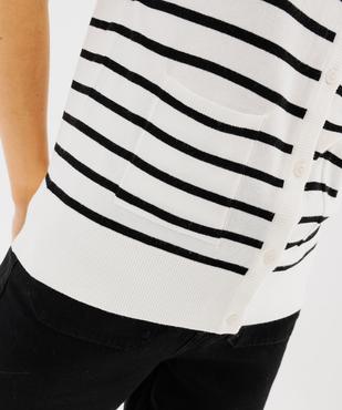Gilet sans manches à rayures en viscose femme vue4 - GEMO 4G FEMME - GEMO