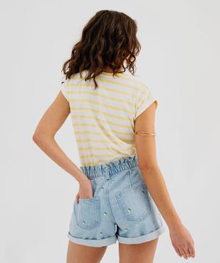 Tee-shirt rayé à manches ultra courtes femme vue3 - GEMO 4G FEMME - GEMO