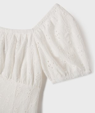 Robe courte en broderie anglaise fille vue2 - GEMO (JUNIOR) - GEMO