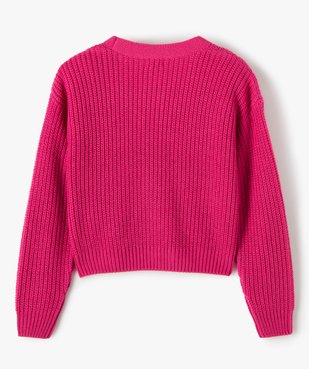 Gilet fille coupe courte en grosse maille vue4 - GEMO (JUNIOR) - GEMO