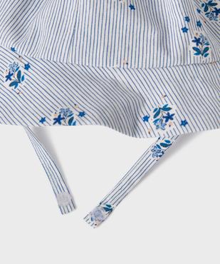 Robe à rayures et motifs fleuris avec chapeau assorti bébé fille - LuluCastagnette vue3 - LULUCASTAGNETTE - GEMO
