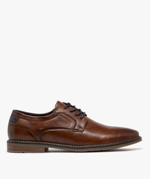 Derbies unis à lacets ronds contrastants homme vue2 - MARIO BALDANO - GEMO