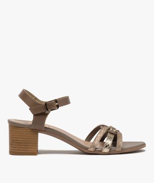 Sandales femme à talon carré et brides métallisées vue1 - Nikesneakers(URBAIN) - Nikesneakers