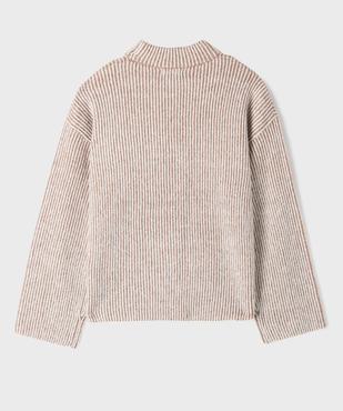 Pull loose en maille côtelée bicolore col cheminée fille vue3 - GEMO (JUNIOR) - GEMO