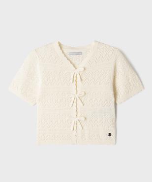 Gilet manches courtes en maille ajourée fille - LuluCastagnette vue2 - LULUCASTAGNETTE - GEMO