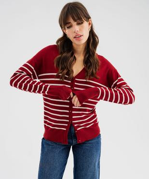 Gilet rayé en maille fluide et douce femme vue2 - GEMO 4G FEMME - GEMO