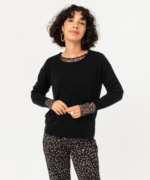 Pull à col rond finitions roulottées femme vue1 - GEMO(FEMME PAP) - GEMO