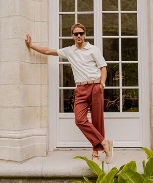 Pantalon à pinces en coton et lin homme vue1 - GEMO (HOMME) - GEMO
