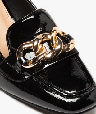 Escarpins femme vernis à talon carré et chaine métallisée vue6 - GEMO(URBAIN) - GEMO