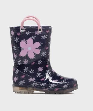 Bottes de pluie bébé fille à anses et semelle lumineuse motif fleuri vue8 - LITTLE LOVE - GEMO