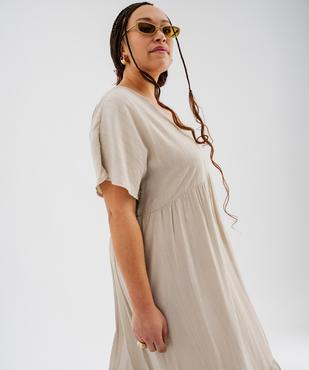 Robe longue à manches courtes en tissu texturé femme grande taille vue5 - GEMO (G TAILLE) - GEMO