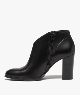Low-boots femme à talon droit dessus cuir uni vue4 - GEMO(URBAIN) - GEMO