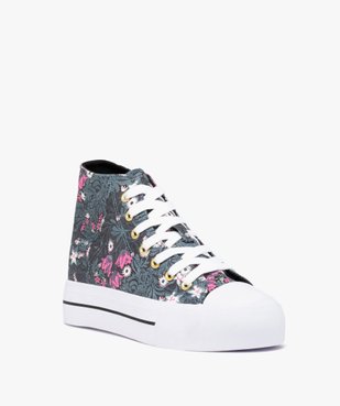 Baskets femme mid-cut en toile imprimé fleurs vue2 - GEMO 4G FEMME - GEMO