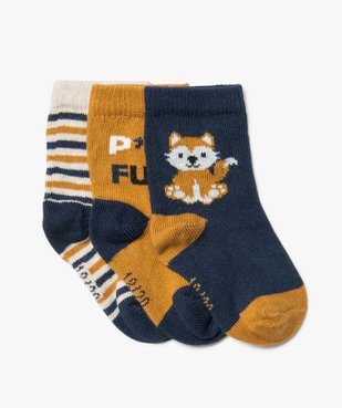Chaussettes hautes imprimées bébé (lot de 3) vue1 - GEMO 4G BEBE - GEMO