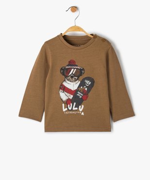 Tee-shirt bébé garçon motif ours sport d'hiver - LuluCastagnette vue1 - LULUCASTAGNETTE - GEMO