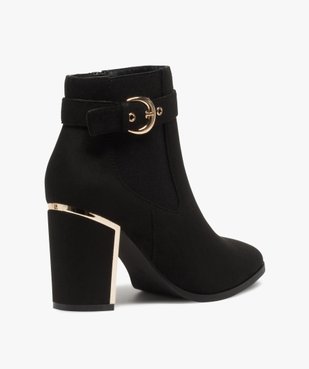 Boots femme à talon unis en suédine détails métallisés vue4 - GEMO(URBAIN) - GEMO