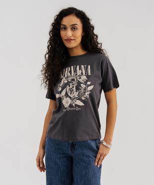 Tee-shirt manches courtes avec motif rock femme - Nirvana vue1 - NIRVANA - GEMO