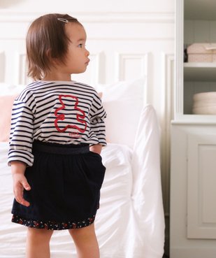 Tee-shirt bébé fille à rayures et motif sequins – Lulu Castagnette vue1 - LULUCASTAGNETTE - GEMO