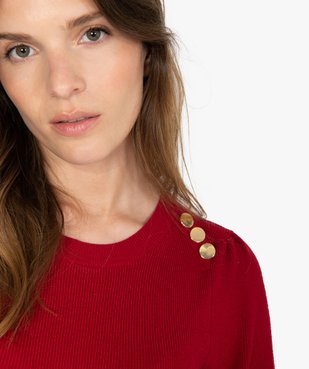 Pull femme avec manches bouffantes et boutons fantaisie vue3 - GEMO(FEMME PAP) - GEMO