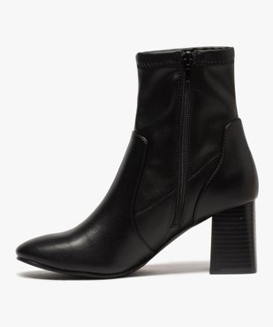 Boots femme unies à talon carré et col ajusté vue3 - GEMO(URBAIN) - GEMO