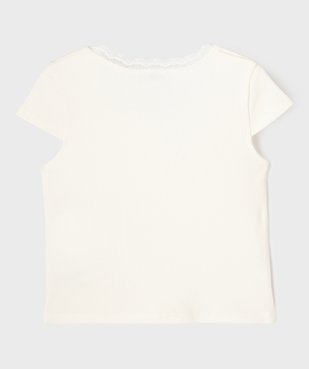 Tee-shirt manches courtes en maille côtelée avec col dentelle fille vue3 - GEMO (ENFANT) - GEMO