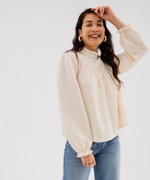 T-shirt col victorien uni femme vue1 - GEMO(FEMME PAP) - GEMO