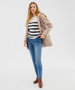 Manteau mi-long zippé à capuche femme vue5 - GEMO 4G FEMME - GEMO