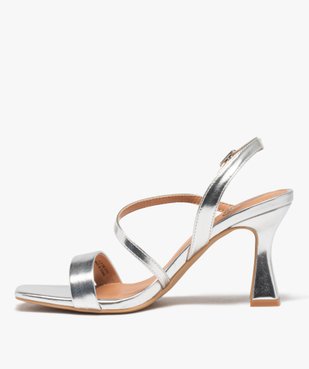 Sandales femme à talon et brides métallisées vue3 - GEMO(URBAIN) - GEMO
