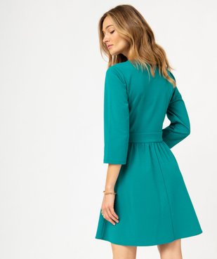 Robe courte à manches 3/4 et col V femme vue3 - GEMO(FEMME PAP) - GEMO