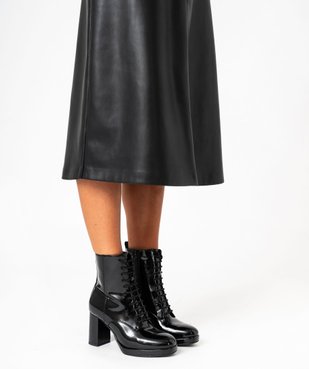 Boots femme vernies à talon flare avec lacets et zip intérieur vue1 - FOLLOW ME - GEMO
