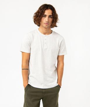 Tee-shirt manches courtes col tunisien homme vue1 - GEMO 4G HOMME - GEMO