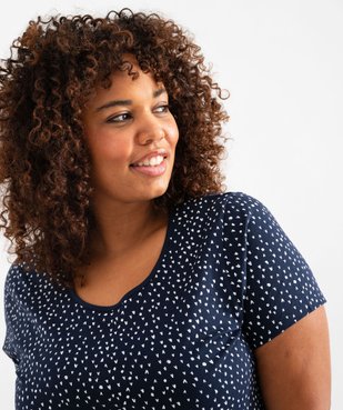 Chemise de nuit à manches courtes avec motifs femme grande taille vue2 - GEMO 4G FEMME - GEMO