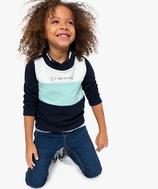 Sweat garçon tricolore avec col fantaisie vue1 - GEMO (ENFANT) - GEMO