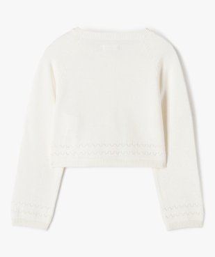 Gilet fille court en maille fine ajourée vue3 - GEMO (ENFANT) - GEMO