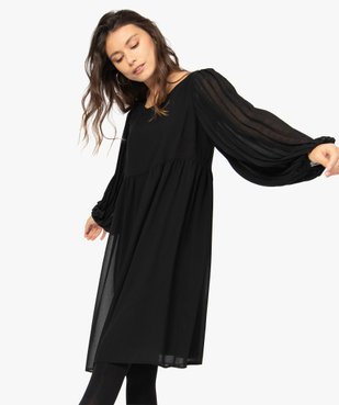 Robe femme en voile avec manches plissées transparentes vue1 - GEMO(FEMME PAP) - GEMO