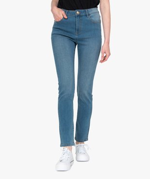 Jean femme slim taille haute délavé et extensible vue1 - GEMO C4G FEMME - GEMO