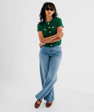 Pull manches courtes en maille texturée à boutons femme vue5 - GEMO(FEMME PAP) - GEMO