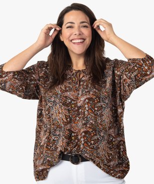 Blouse femme imprimée à manches 3/4 et col fantaisie vue2 - GEMO (G TAILLE) - GEMO