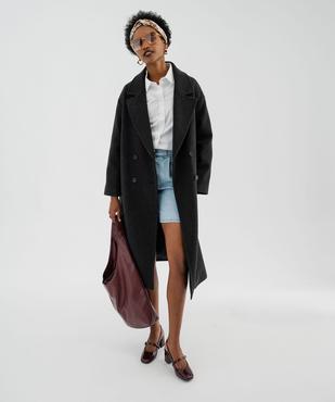 Manteau long croisé à double boutonnage et col femme vue1 - GEMO(FEMME PAP) - GEMO
