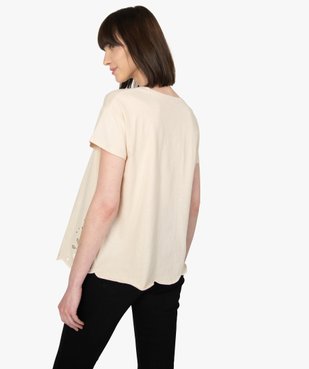 Tee-shirt femme à manches courtes avec bas brodé vue3 - GEMO(FEMME PAP) - GEMO