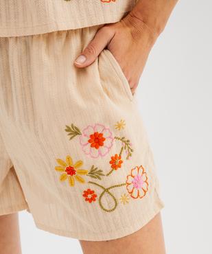 Bas de pyjama en coton avec motifs brodés femme vue2 - GEMO(HOMWR FEM) - GEMO