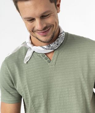 Tee-shirt manches courtes col fantaisie à rayures jacquard homme vue2 - GEMO (HOMME) - GEMO